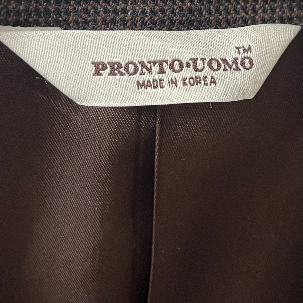 Pronto Uomo Mens 43R Brown Wool Tweed Sport Coat Blazer Jacket Preppy 90s